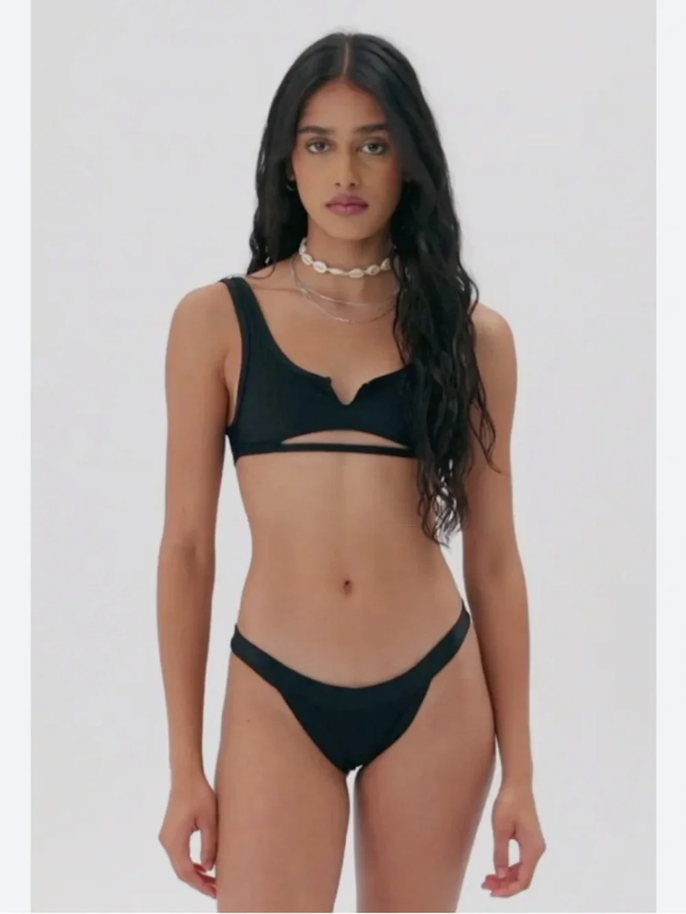 Frankie’s Bikinis Cole Ribbed Scoop Bikini Top- Tan